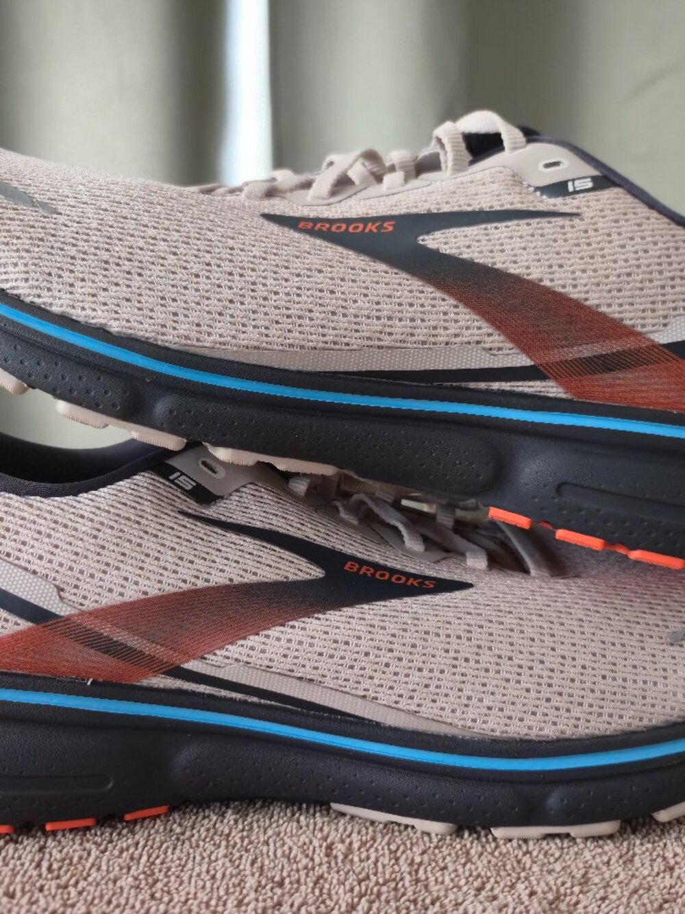 Brooks Ghost 15 Running Shoes White Sand Red Orange Blue Men's 14 D 1103931D141
